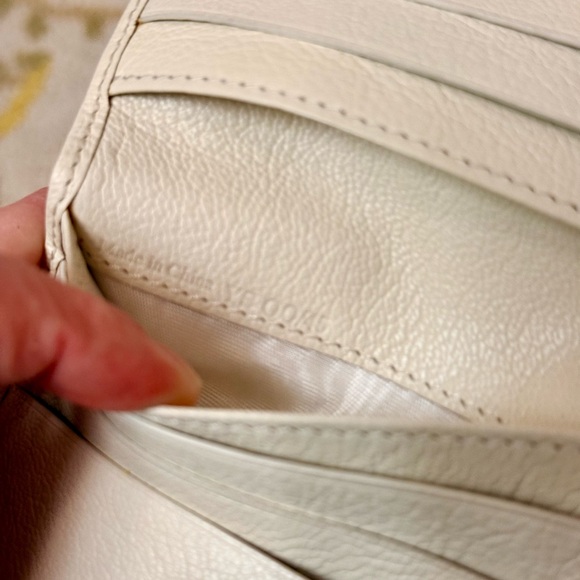 CELINE Vintage Trifold Triomphe Compact Wallet in LTE Blue/White Leather/Canvas - Picture 13 of 15